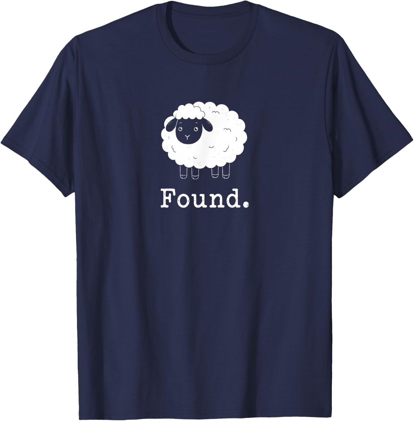 Found Minimalist Sheep Christian Psalm 23 Lamb Christian T-Shirt - T-Shirt | Navy