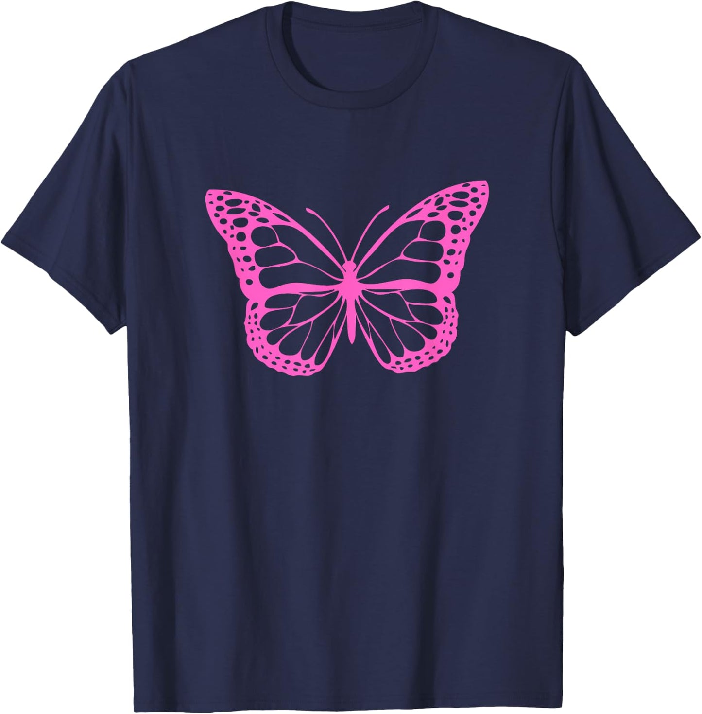 Cute Pink Butterfly T-Shirt - T-Shirt | Navy