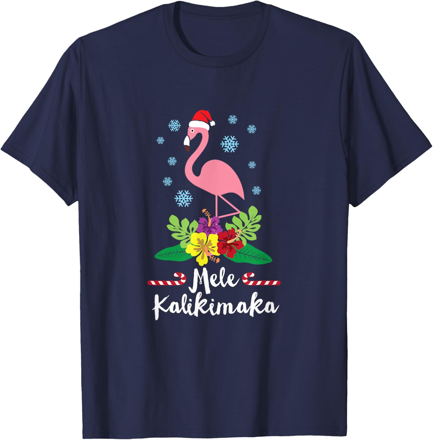 Flamingo Mele Kalikimaka T-Shirt - T-Shirt | Navy