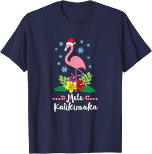 Flamingo Mele Kalikimaka T-Shirt - T-Shirt | Navy