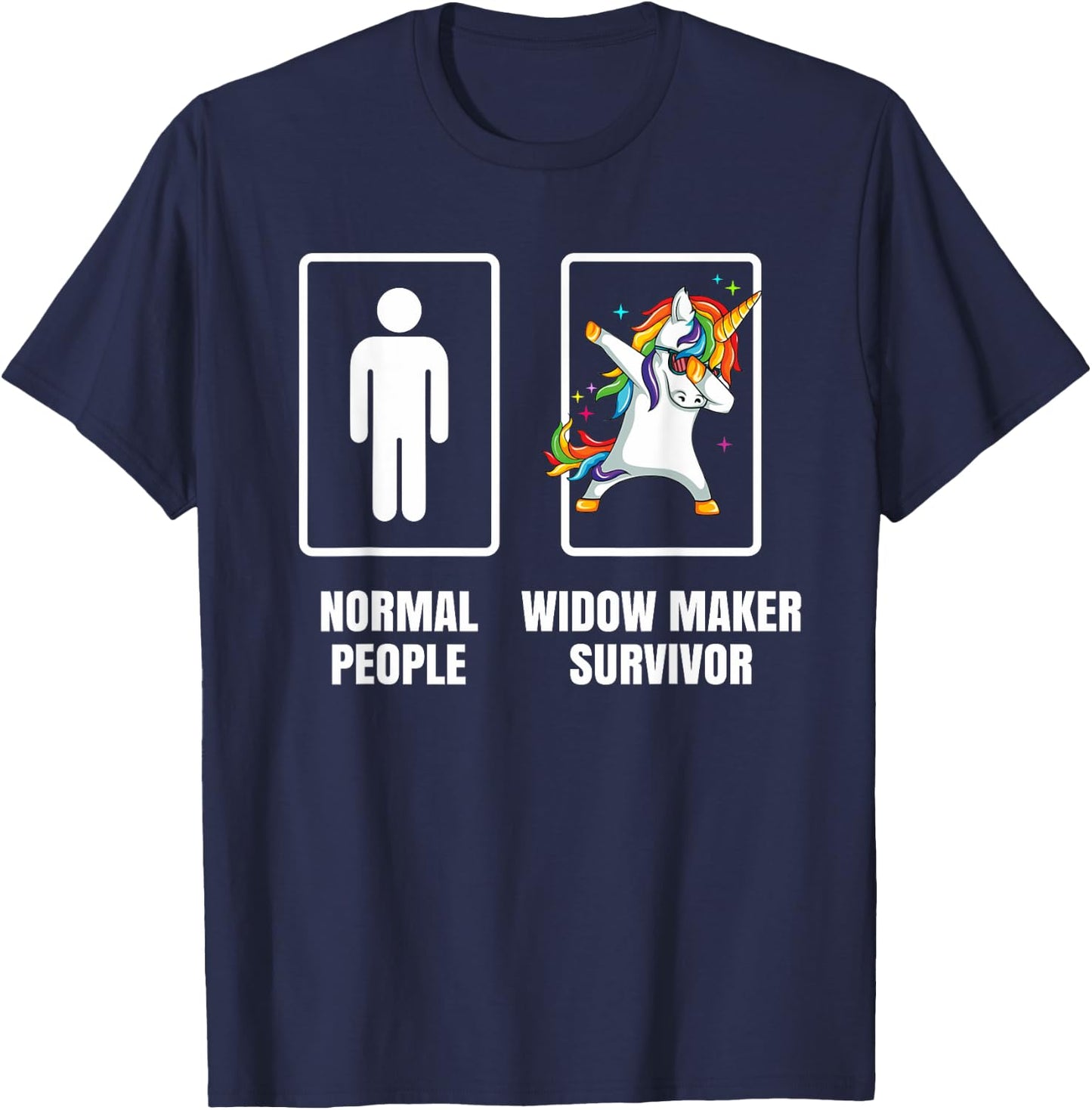 Dabbing Unicorn Widow Maker Heart Attack Survivor Get Well T-Shirt - T-Shirt | Navy