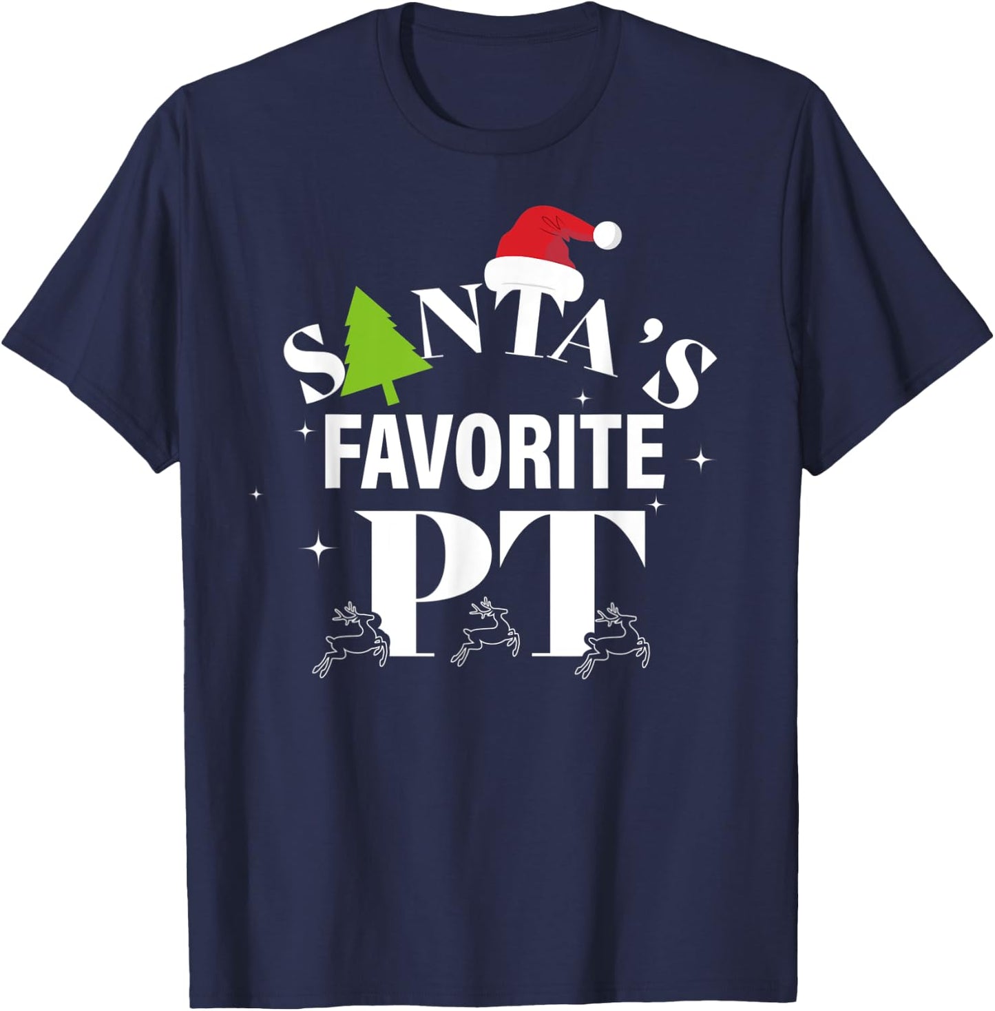 Christmas Physical Therapy Shirts, Santa's Favorite PT T-Shirt - T-Shirt | Navy
