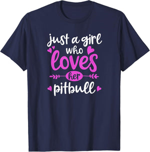 Pitbull Gift - Just a Girl Who Loves Her Pitbull T-Shirt - T-Shirt | Navy