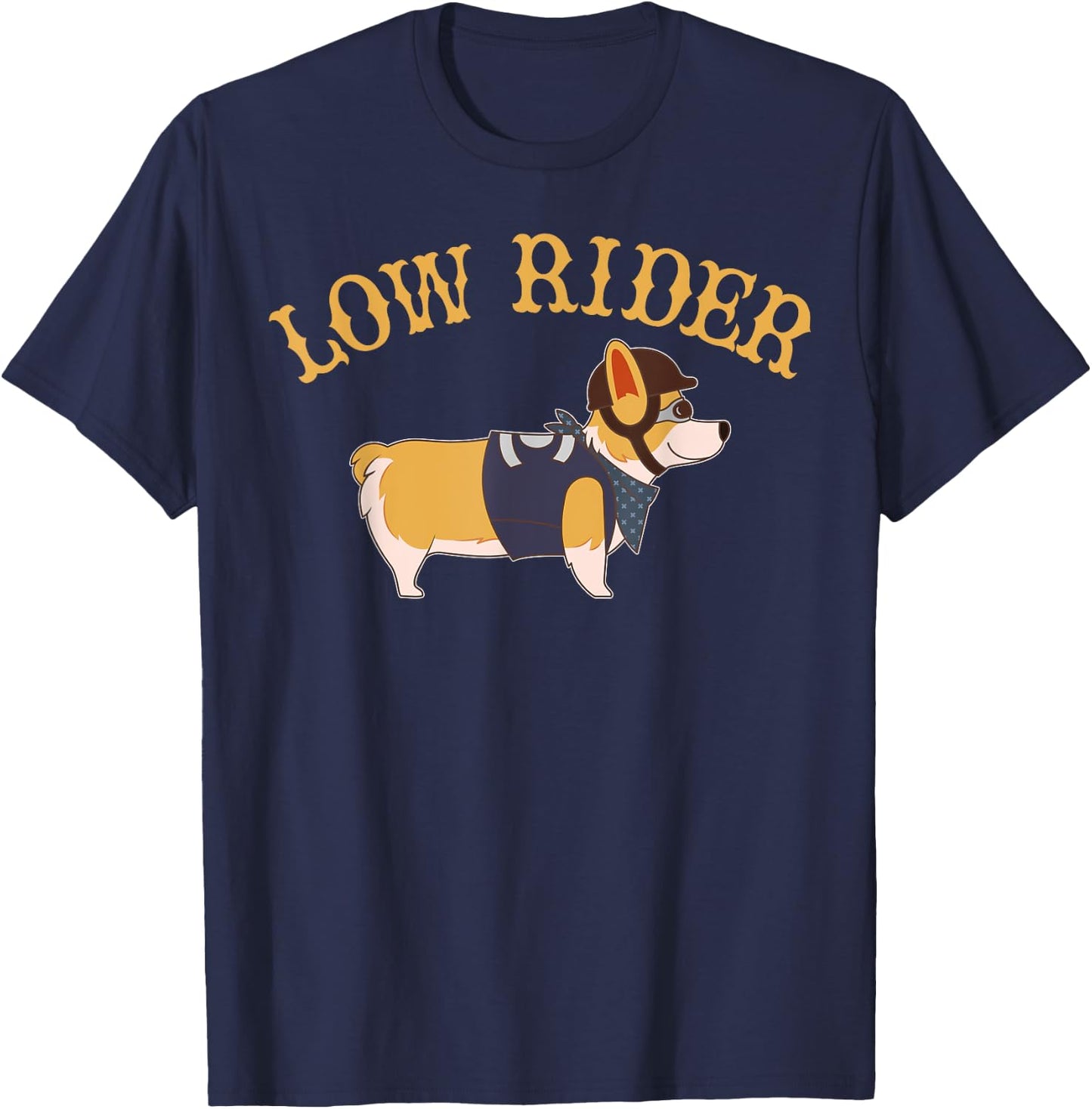 Low Rider Corgi Dog Funny Humor T-Shirt - T-Shirt | Navy