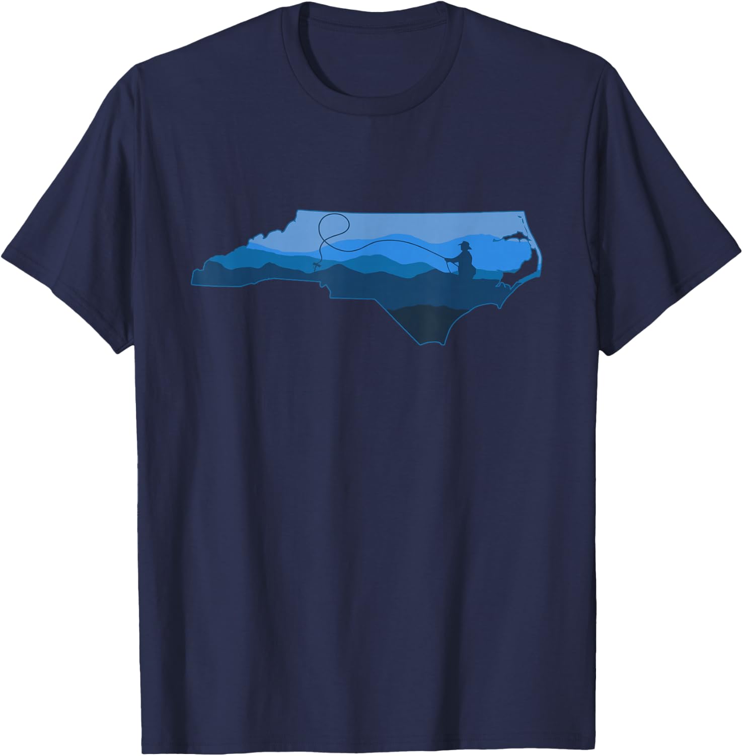 Fly Fishing North Carolina Appalachian Mountains Trout Fish T-Shirt - T-Shirt | Navy