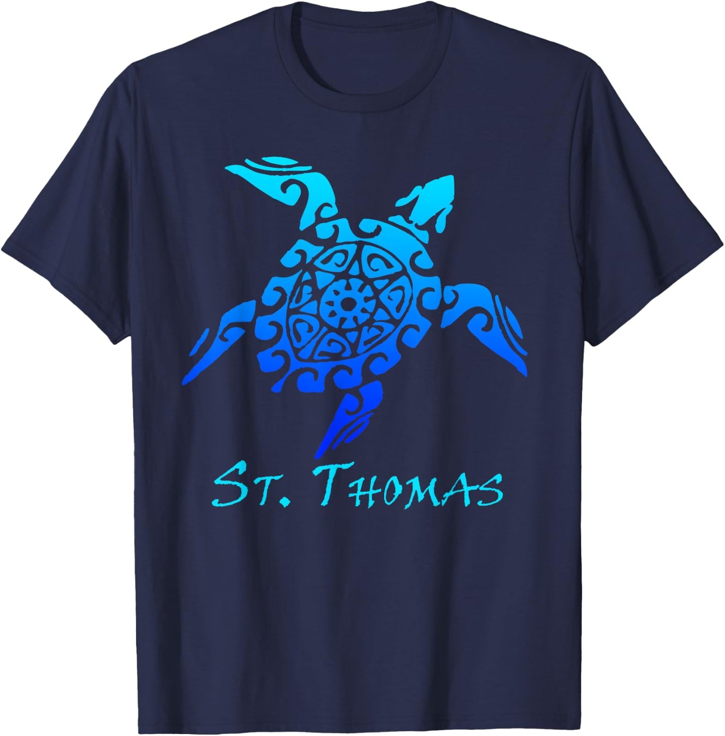 St. Thomas Tribal Sea Turtle Tattoo Style Vacation T-Shirt - T-Shirt | Navy