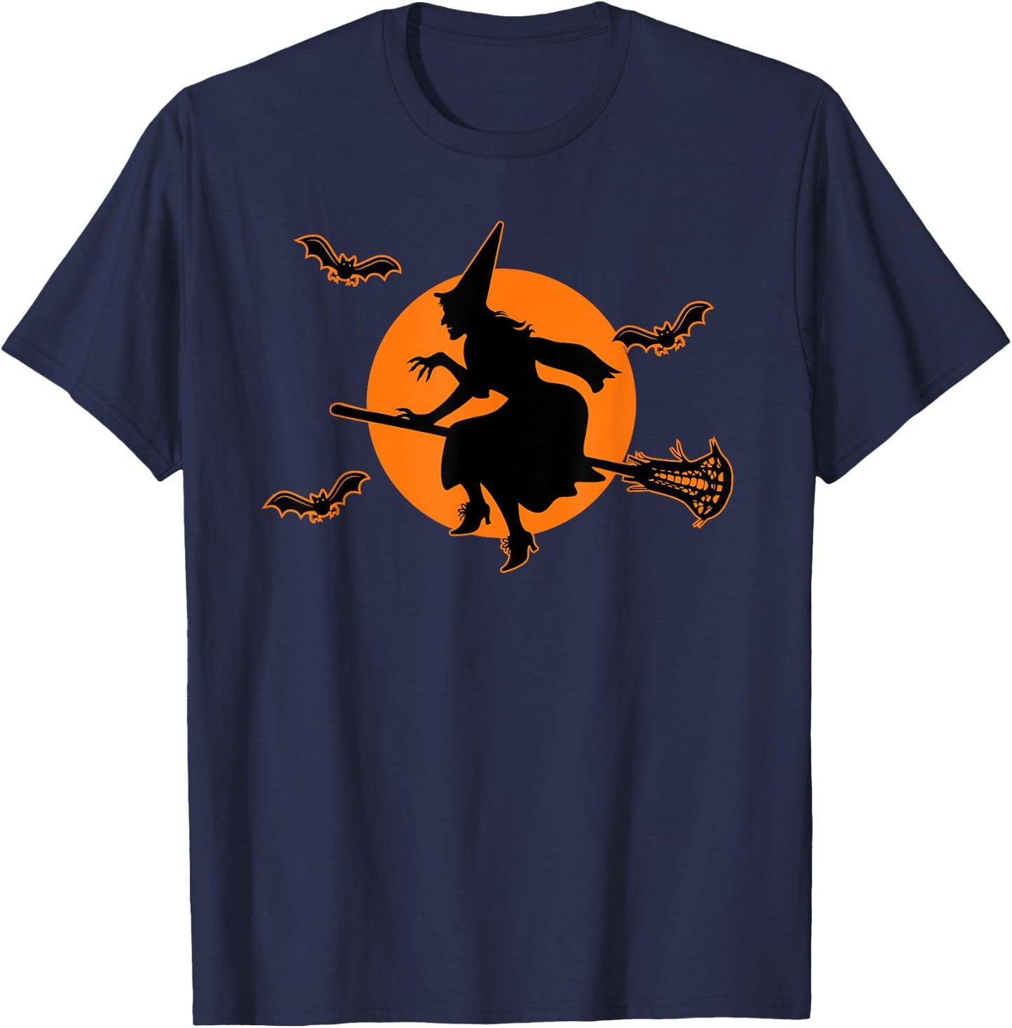 With with Lacrosse Stick Full Moon Witch Halloween Lax T-Shirt - T-Shirt | Navy