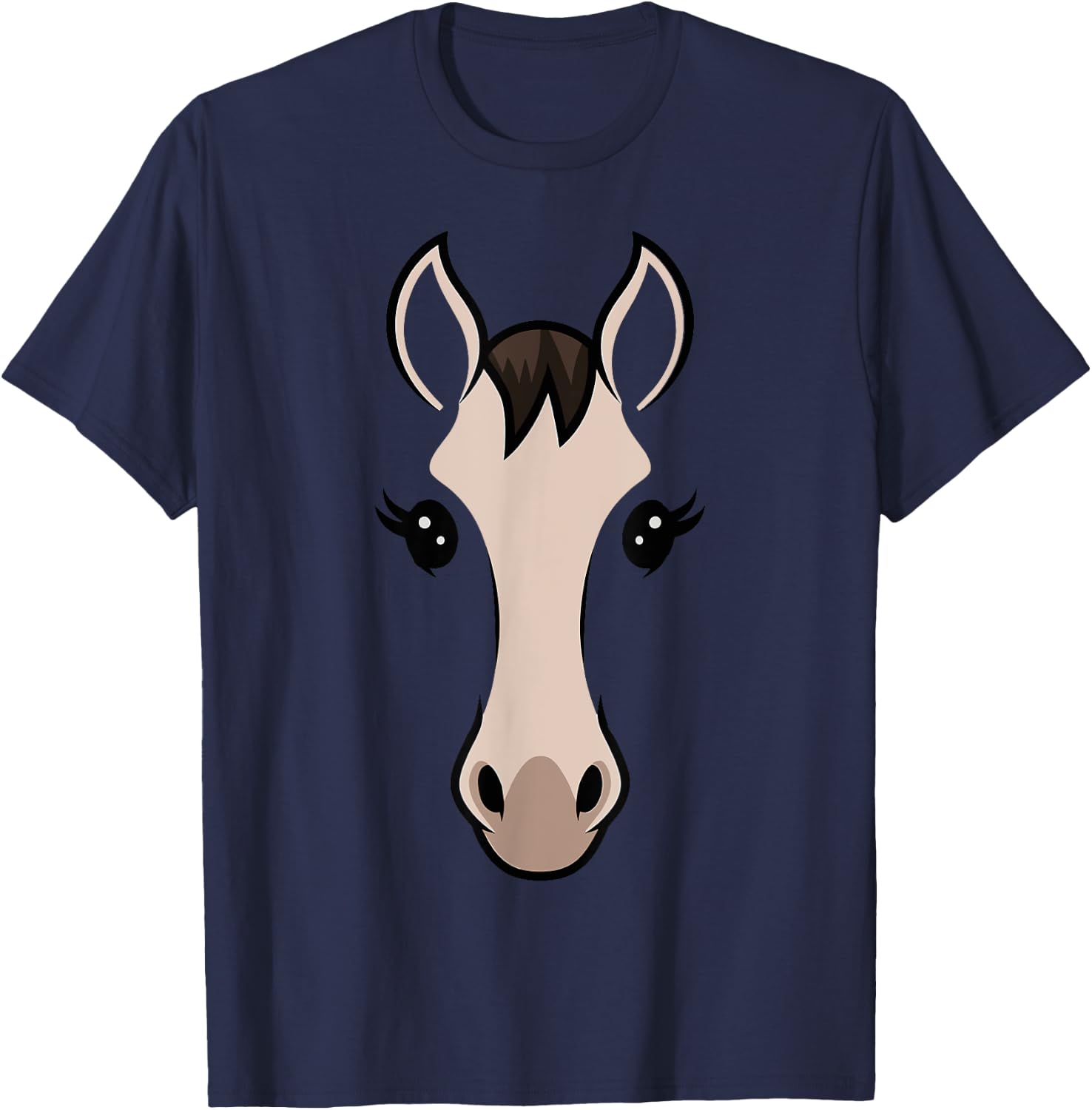 Horse Face Costume Kids Women Cute Halloween Themed T-Shirt - T-Shirt | Navy