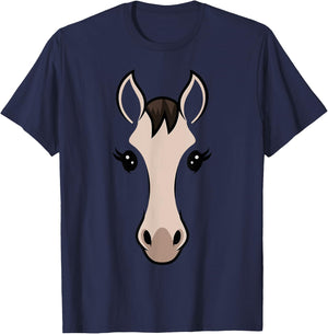 Horse Face Costume Kids Women Cute Halloween Themed T-Shirt - T-Shirt | Navy