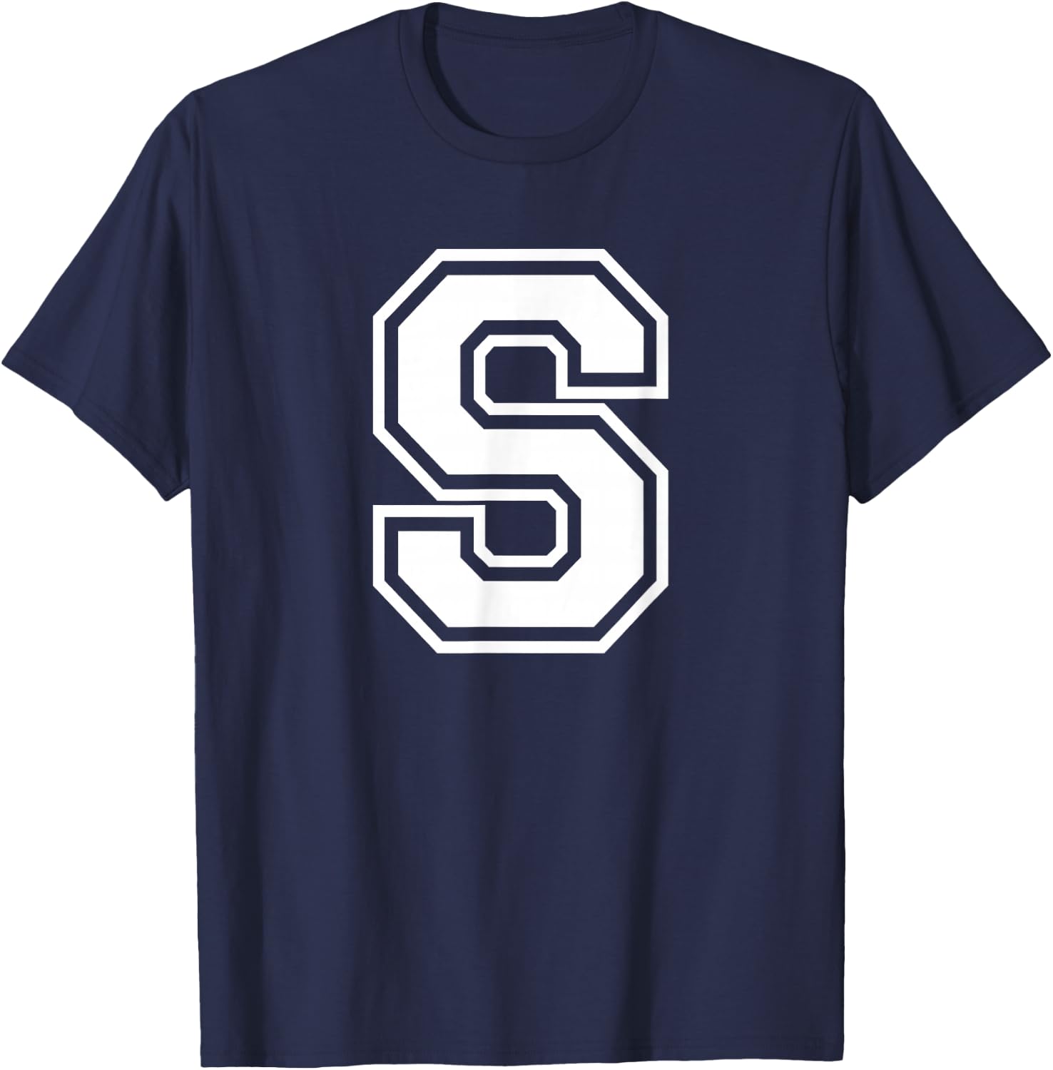 Letter S Name Initial Varsity Alphabet Monogram T-Shirt - T-Shirt | Navy