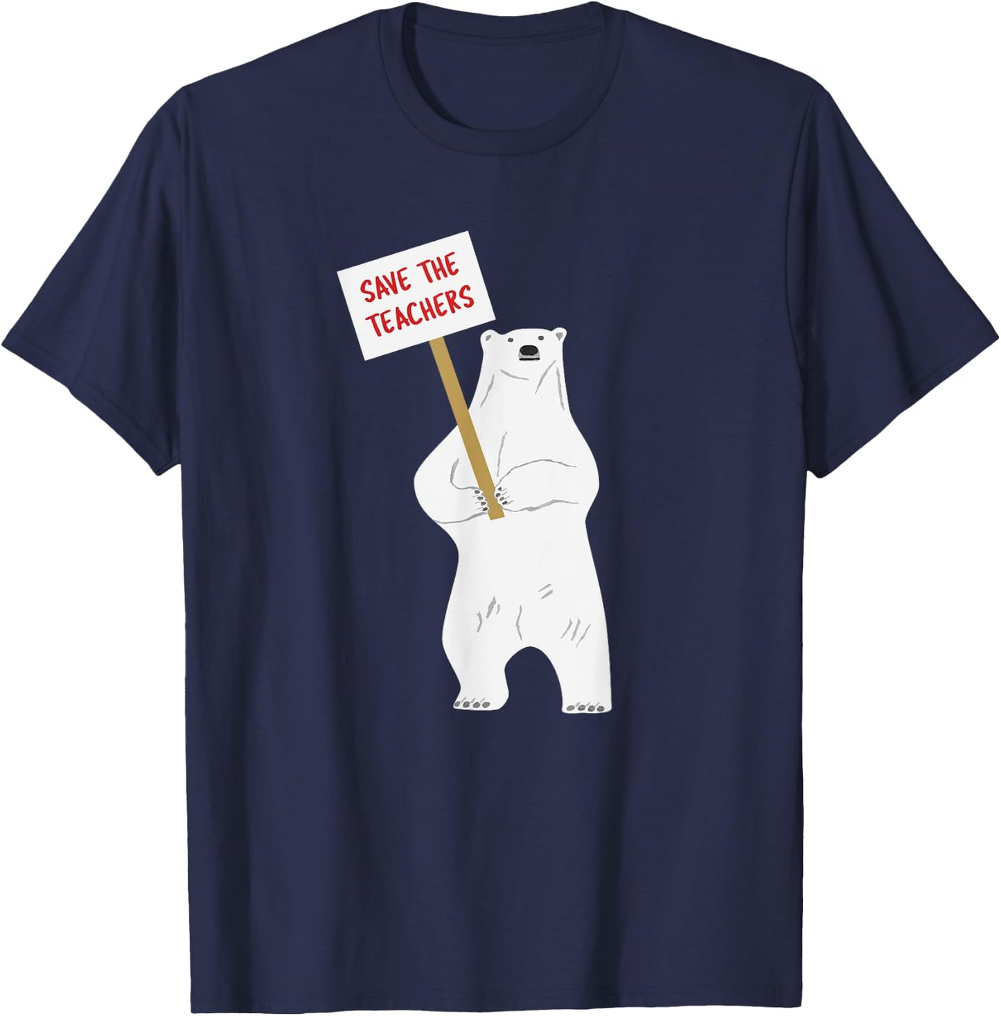 Save the Teachers Cute Polar Bear Women Girls Kids T-Shirt - T-Shirt | Navy