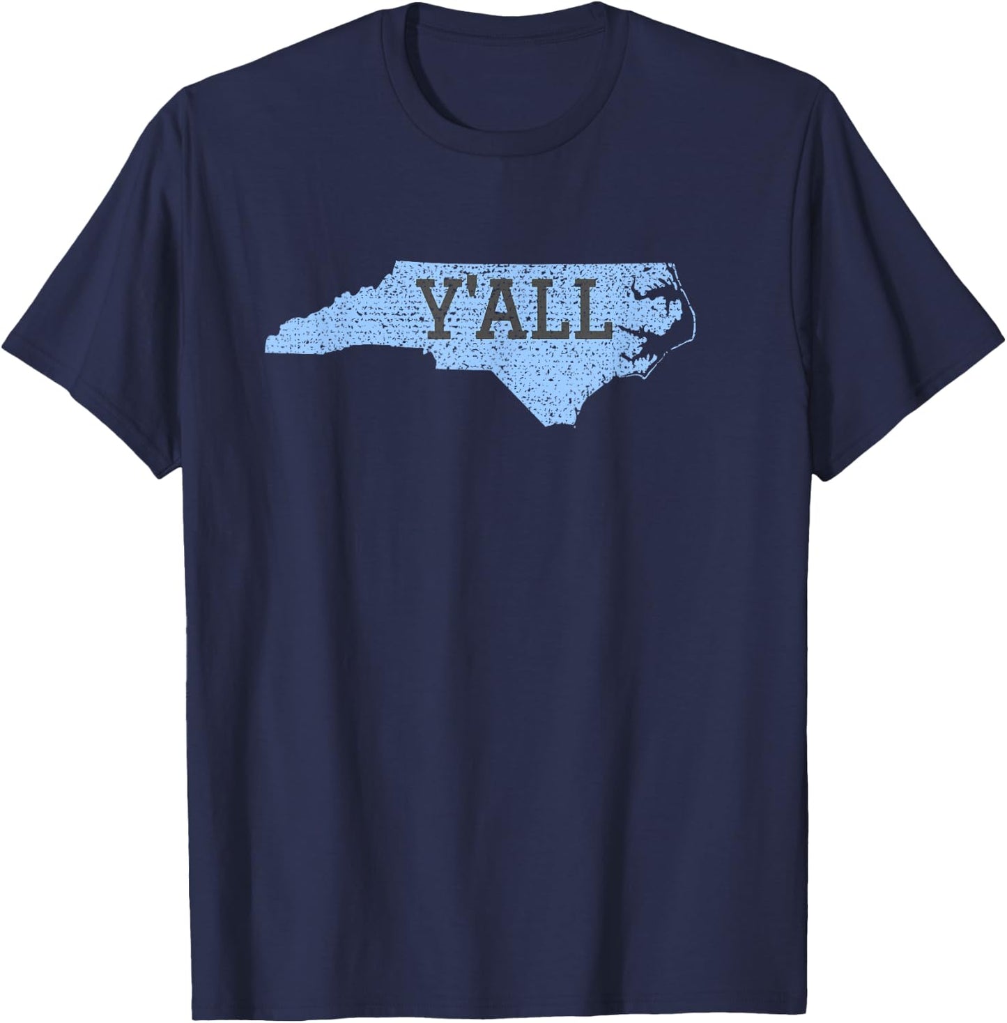 Distressed Y'ALL North Carolina Funny T-Shirt - T-Shirt | Navy