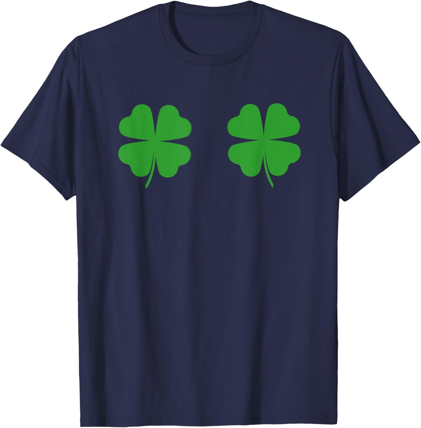 Two Clovers Funny St Patrick's Day Boob Shirt Lucky T-Shirt - T-Shirt | Navy
