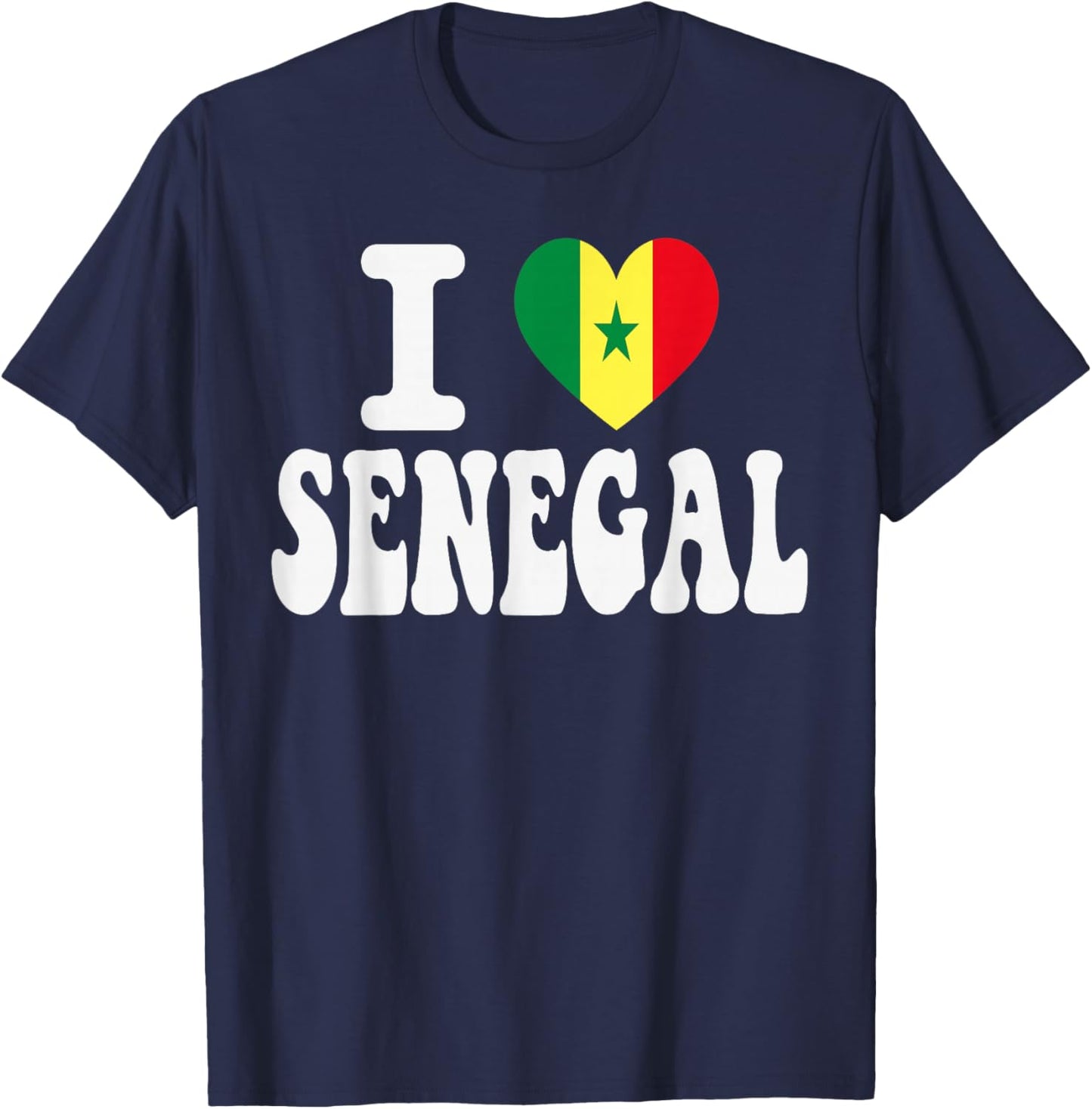 I Love Senegal Heart Flag Retro Travel Souvenir T-Shirt - T-Shirt | Navy