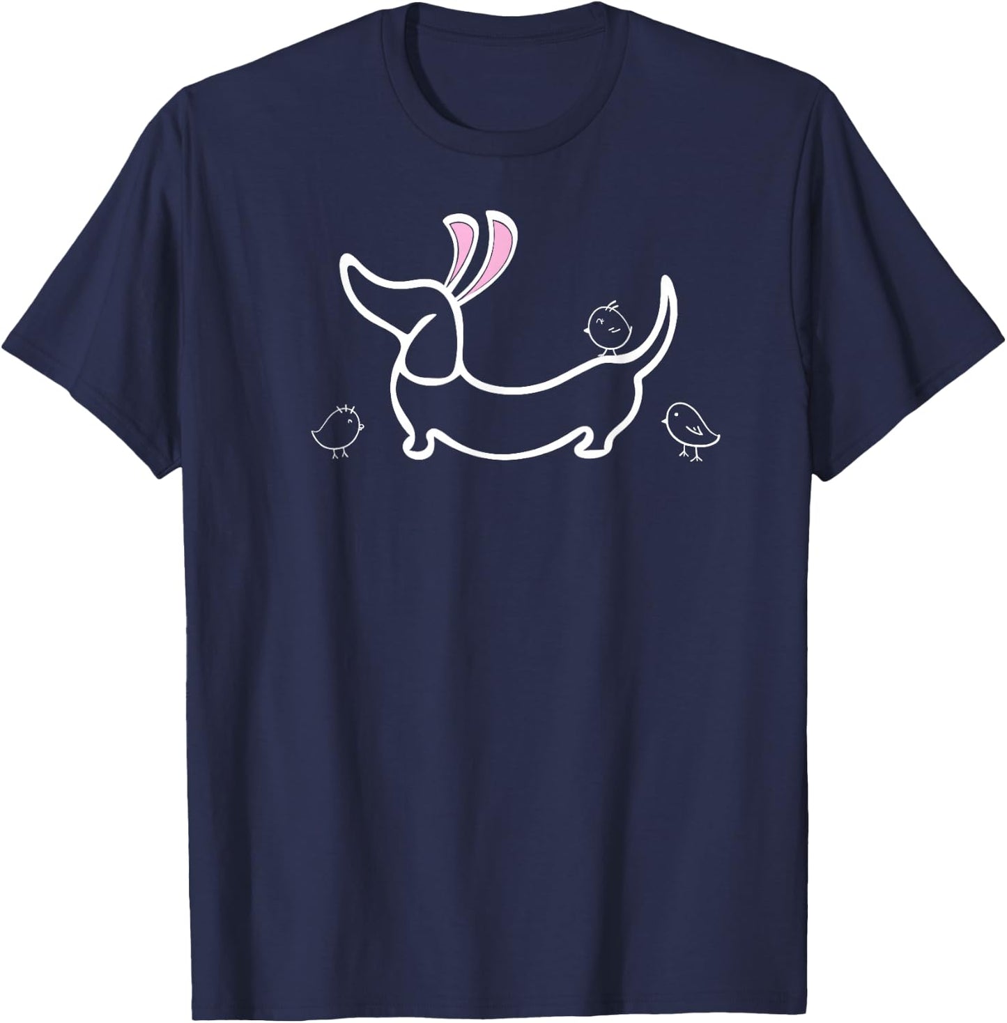 Easter Bunny Ears and Chicks Dachshund T-Shirt - T-Shirt | Navy