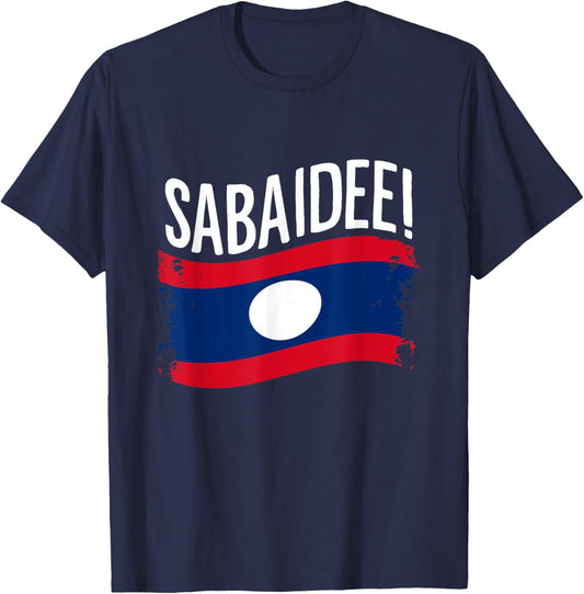 Sabaidee Laos Flag Greeting Laotian Culture Pride T-Shirt - T-Shirt | Navy