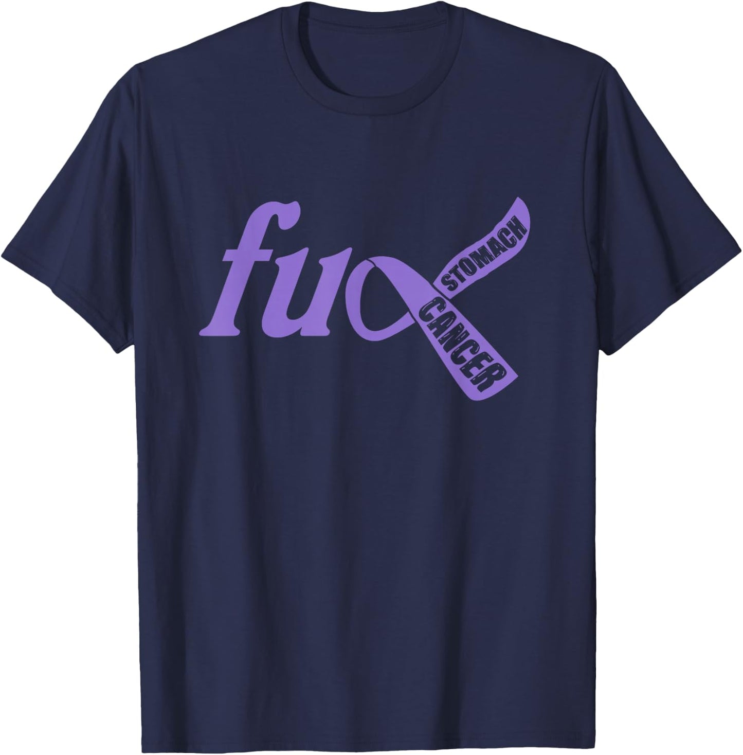 Funny Fuck Stomach Cancer Awareness Ribbon Gifts T-Shirt - T-Shirt | Navy