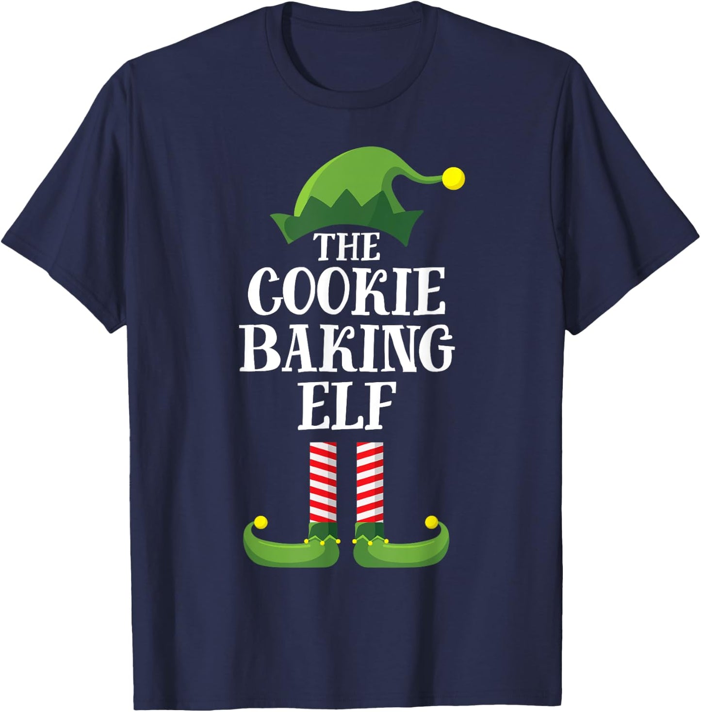 Cookie Baking Elf Matching Family Group Christmas Party PJ T-Shirt - T-Shirt | Navy