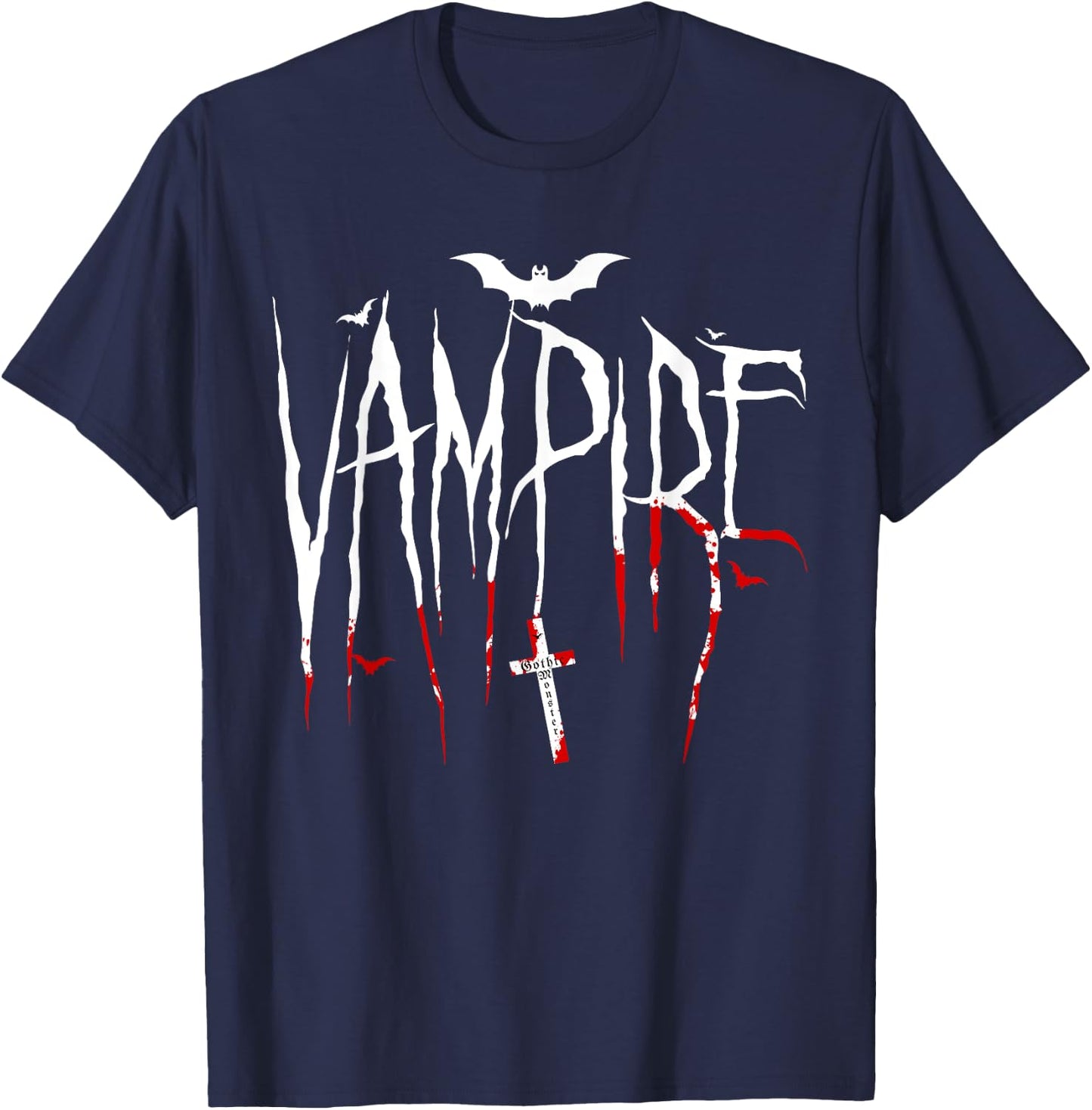 Vampire Bat Gothic Monsters Halloween T-Shirt - T-Shirt | Navy