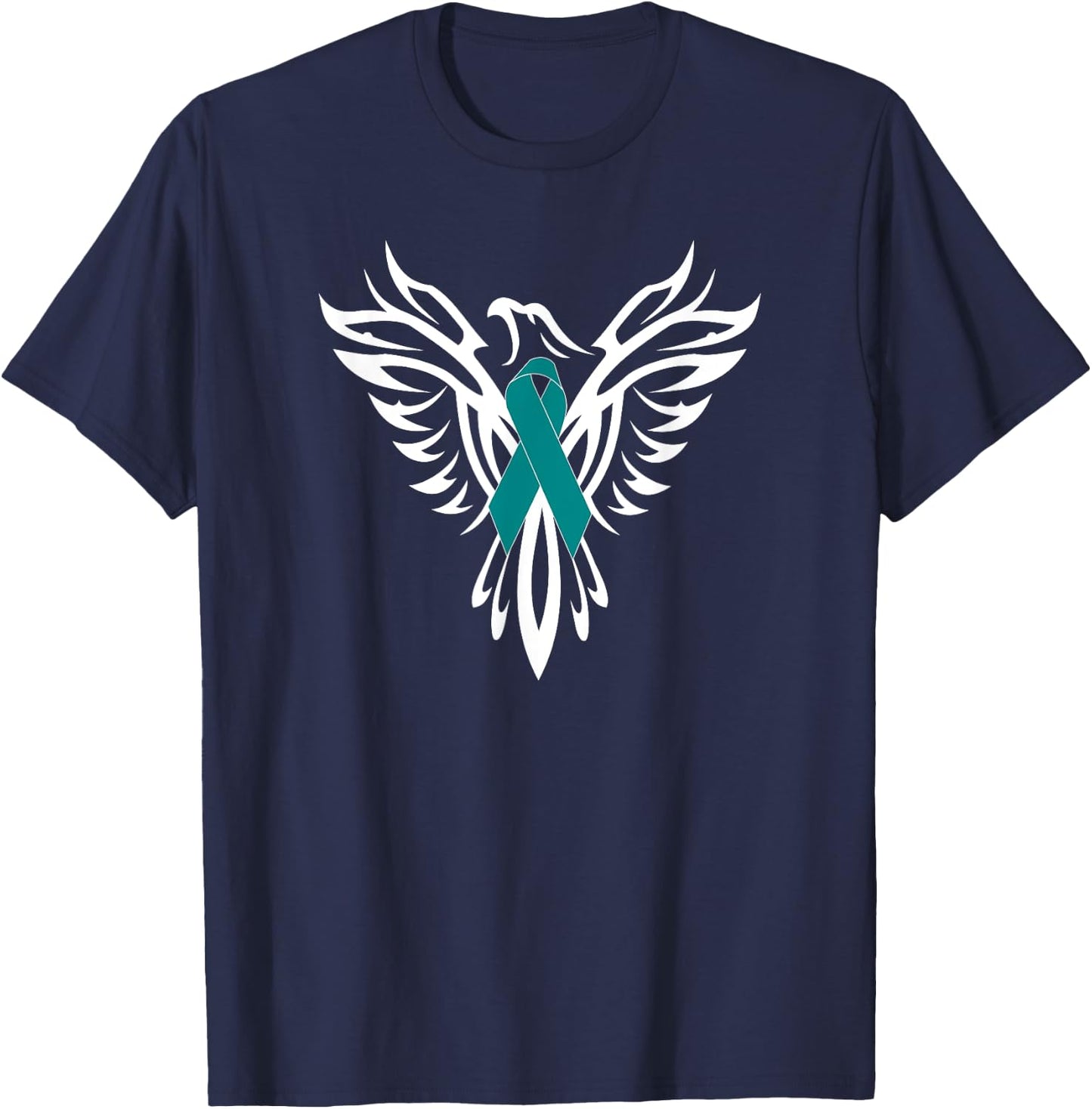 PTSD Awareness Apparel Phoenix Teal Ribbon Men Women Family T-Shirt - T-Shirt | Navy