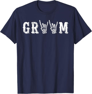 Wedding Groom Halloween Costume, Rock Skeleton Hand T-Shirt - T-Shirt | Navy