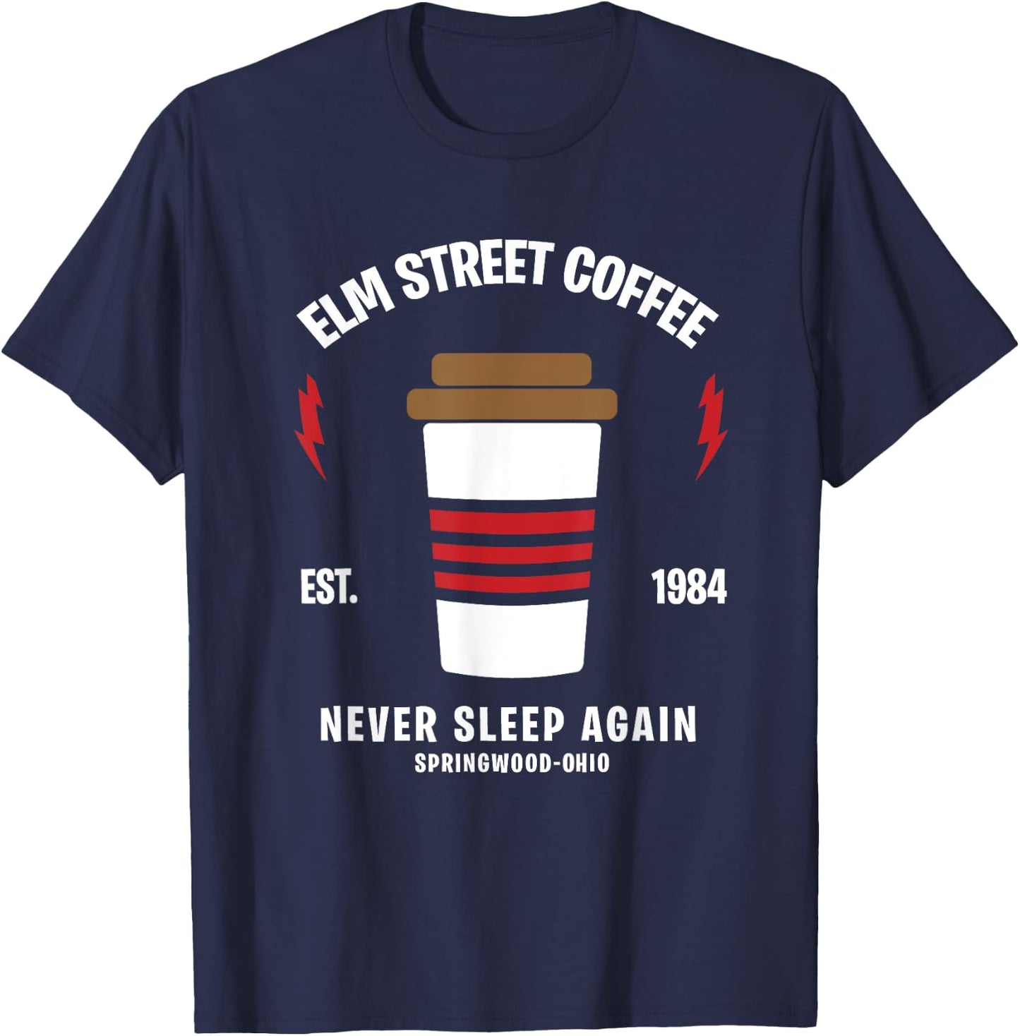 Elm Street Coffee sleeping Freddy funny Gift T-Shirt - T-Shirt | Navy
