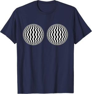 Optical Illusion Boobs Funny Bra Shirt T-Shirt - T-Shirt | Navy