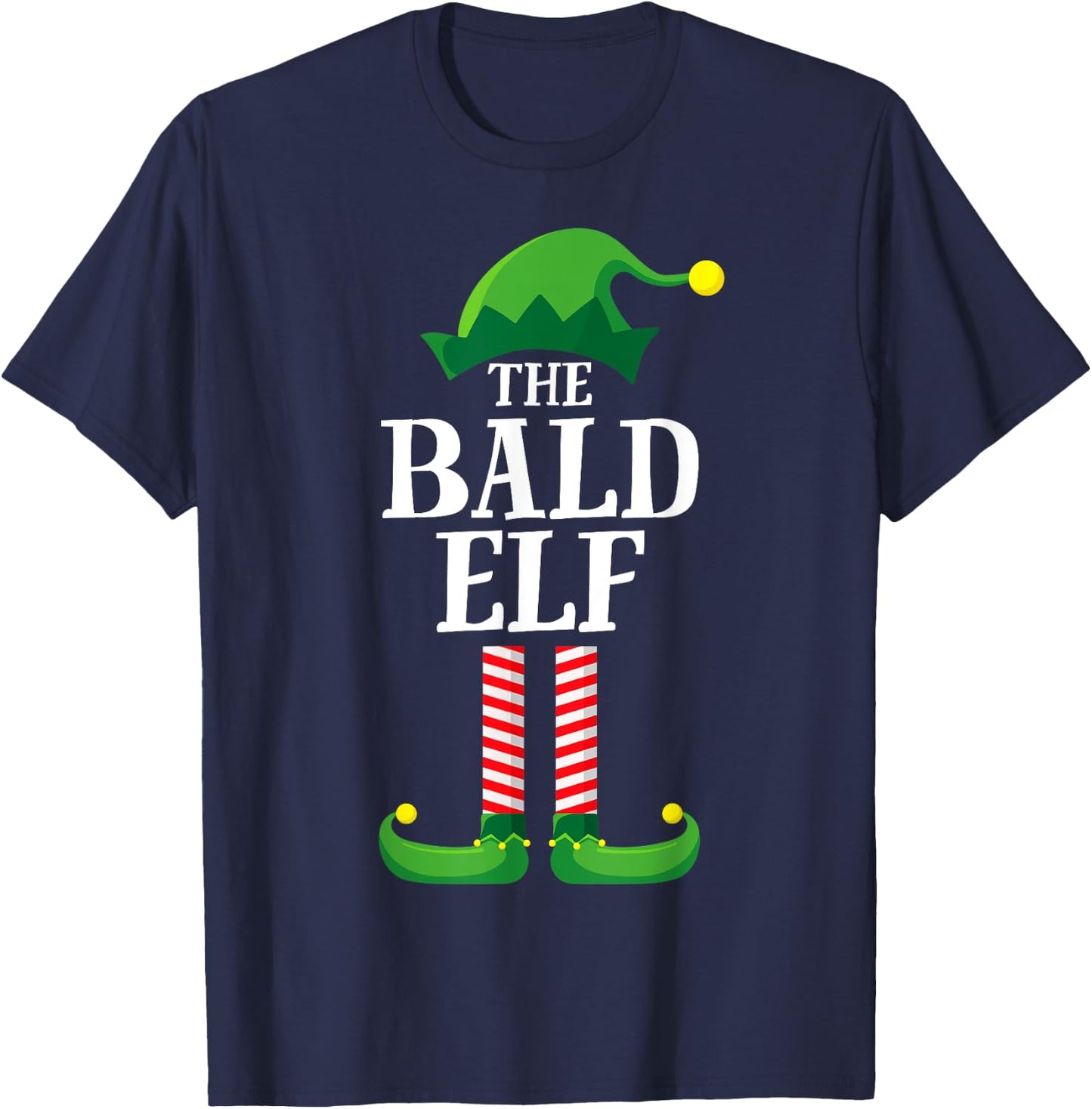 Bald Elf Matching Family Group Christmas Party Pyjamas T-Shirt - T-Shirt | Navy