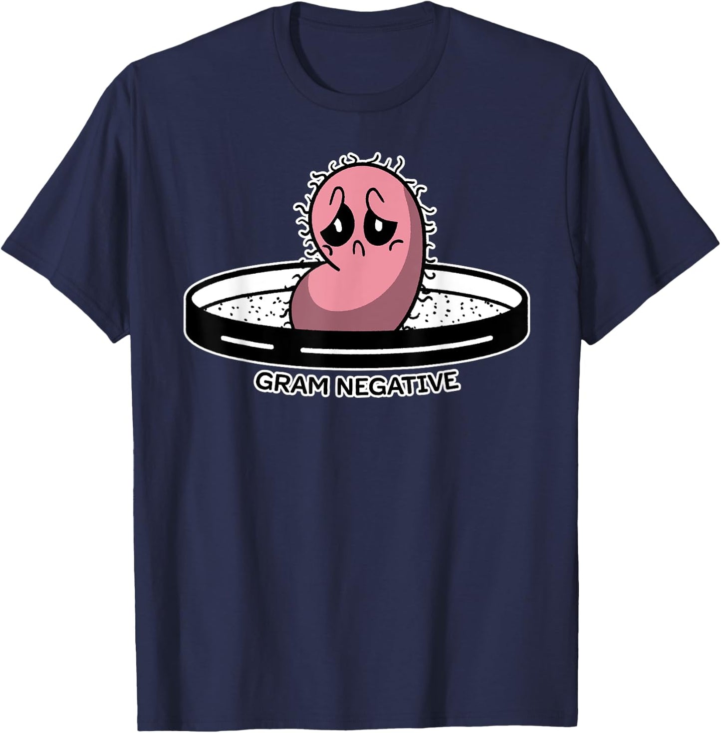 Cute Funny Negative Bacteria Microbiology Science Distressed T-Shirt - T-Shirt | Navy