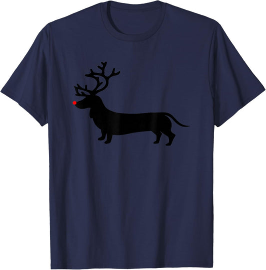 Dachshund Christmas Reindeer Wiener Dog Family Mom Dad T-Shirt - T-Shirt | Navy