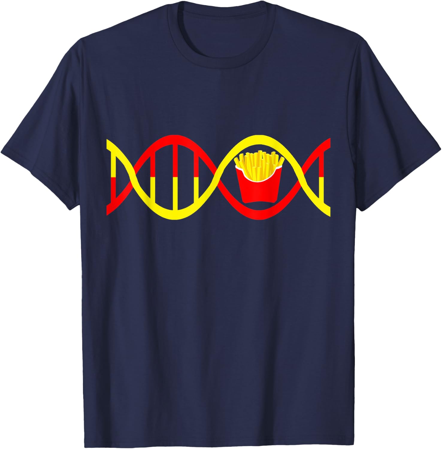 French Fries DNA Fried Potato Fry Fast Food Genetic T-Shirt - T-Shirt | Navy