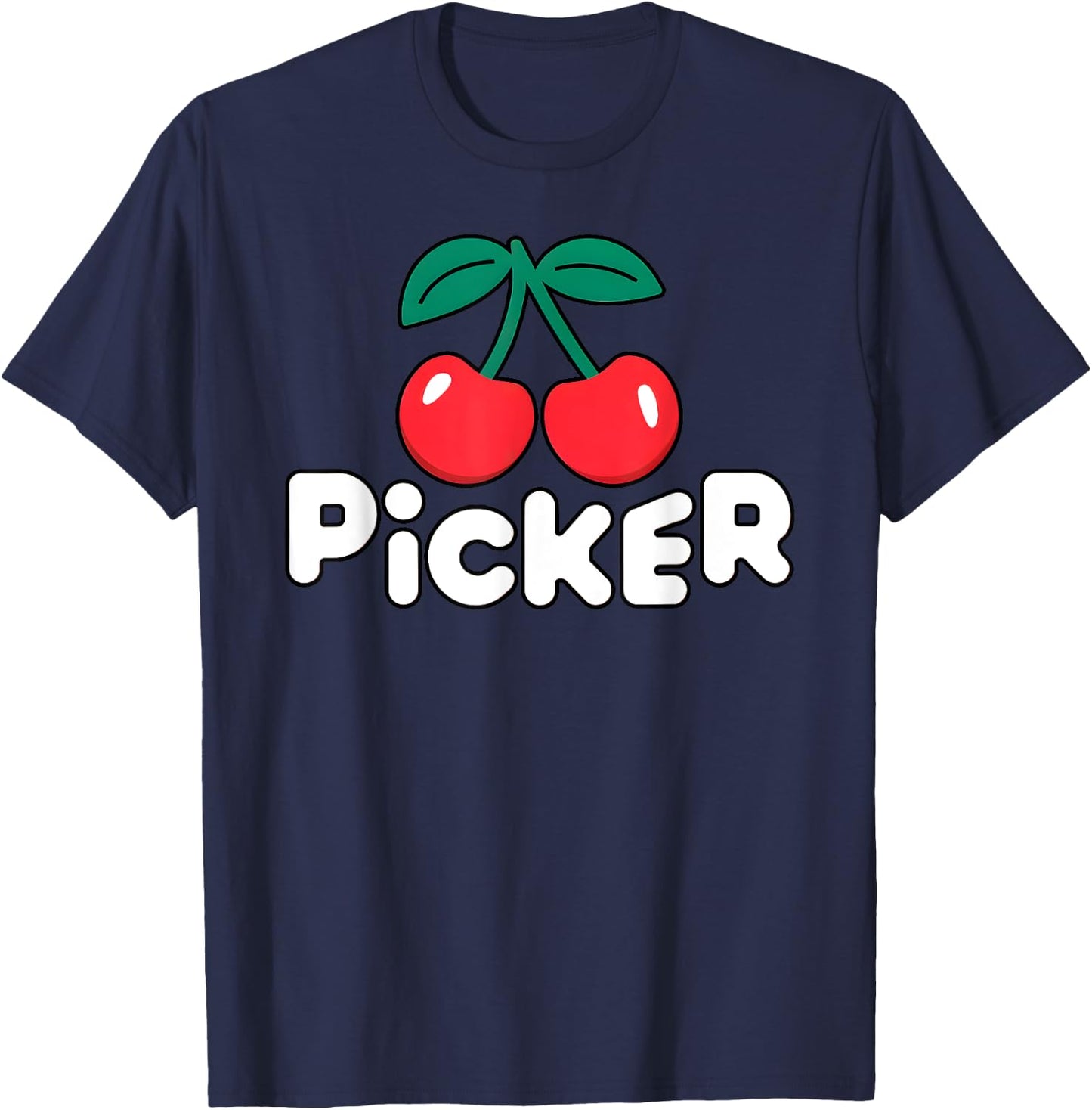 Cherry Picker Bold Cherry Lover Fruit Harvesting T-Shirt - T-Shirt | Navy