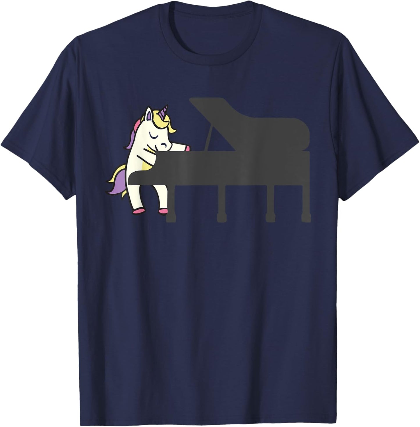 Unicorn Playing Piano Funny Magical Pianist Music Musician T-Shirt - T-Shirt | Navy