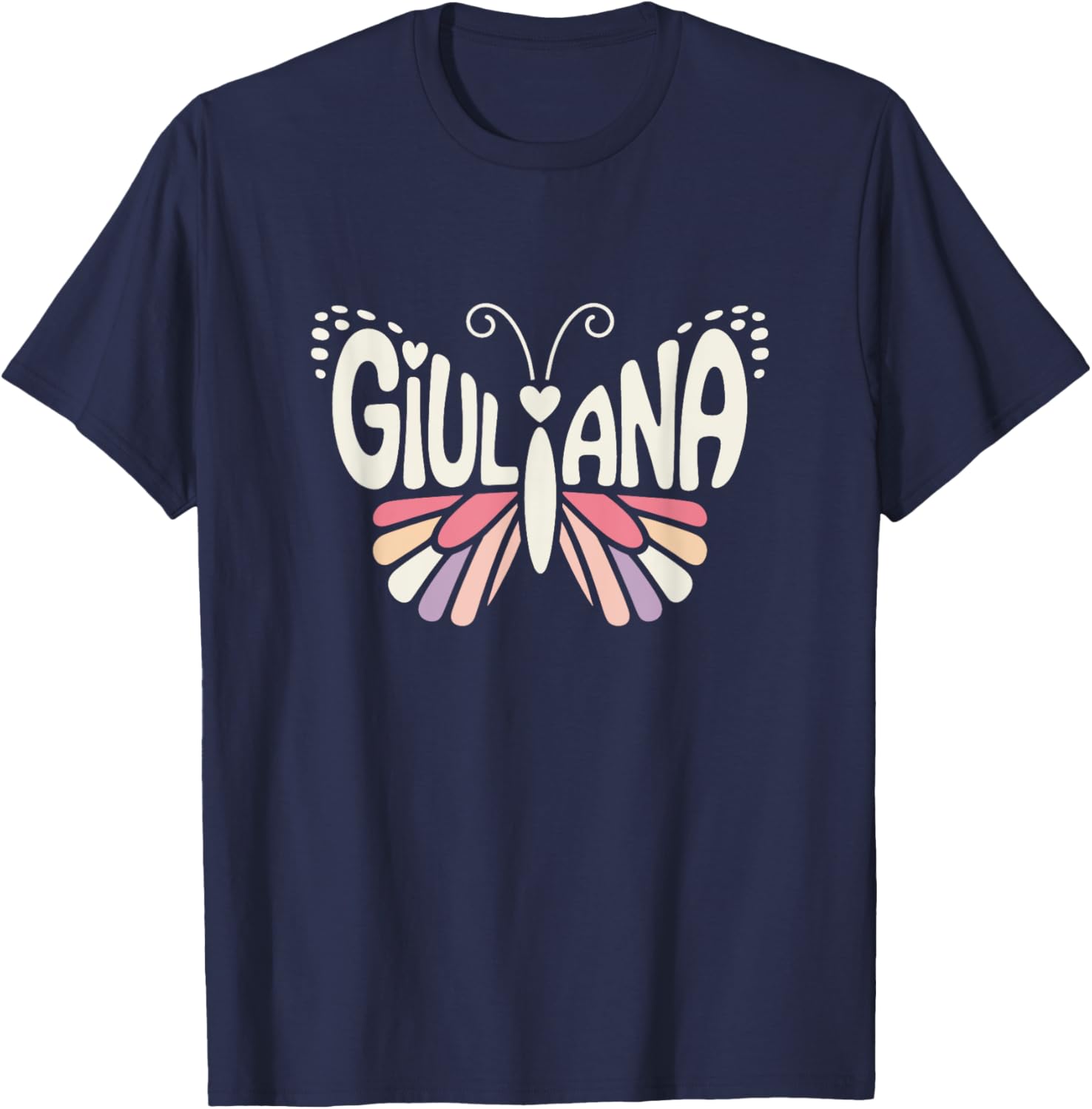 Giuliana Butterfly - Personalized Cute Name Word Art T-Shirt - T-Shirt | Navy