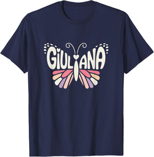 Giuliana Butterfly - Personalized Cute Name Word Art T-Shirt - T-Shirt | Navy