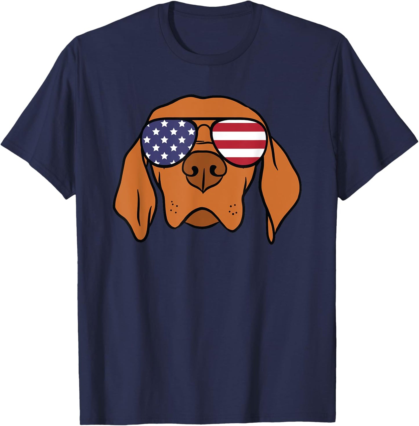Hungarian Vizsla Dog 4th of July T-Shirt - T-Shirt | Navy