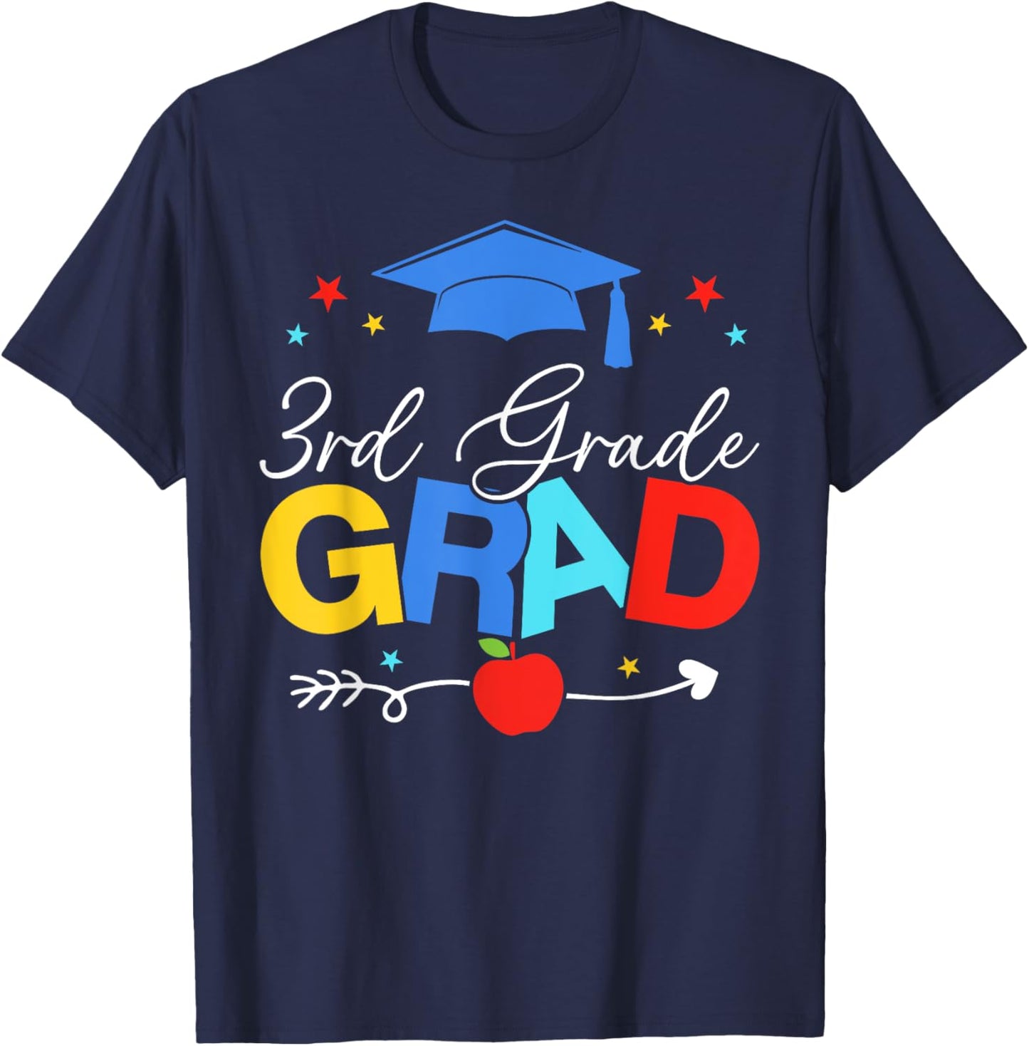 3rd Grade Grad 2024 Gifts Boys Girls Graduation Cap, Gown T-Shirt - T-Shirt | Navy