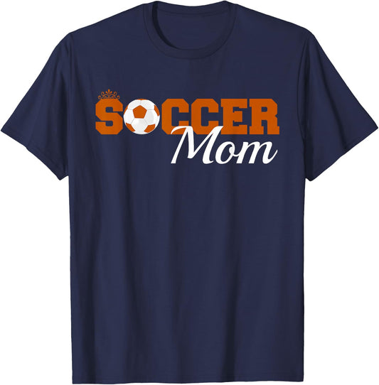 Soccer Mom Burnt Orange & White Fun Novelty T Shirt Top T-Shirt - T-Shirt | Navy
