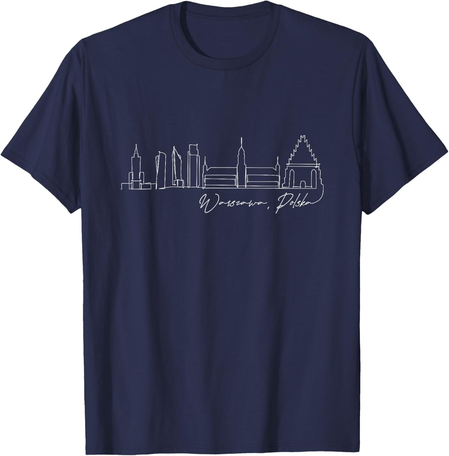 Signature Warsaw City Skyline - Polska Poland Souvenir T-Shirt - T-Shirt | Navy