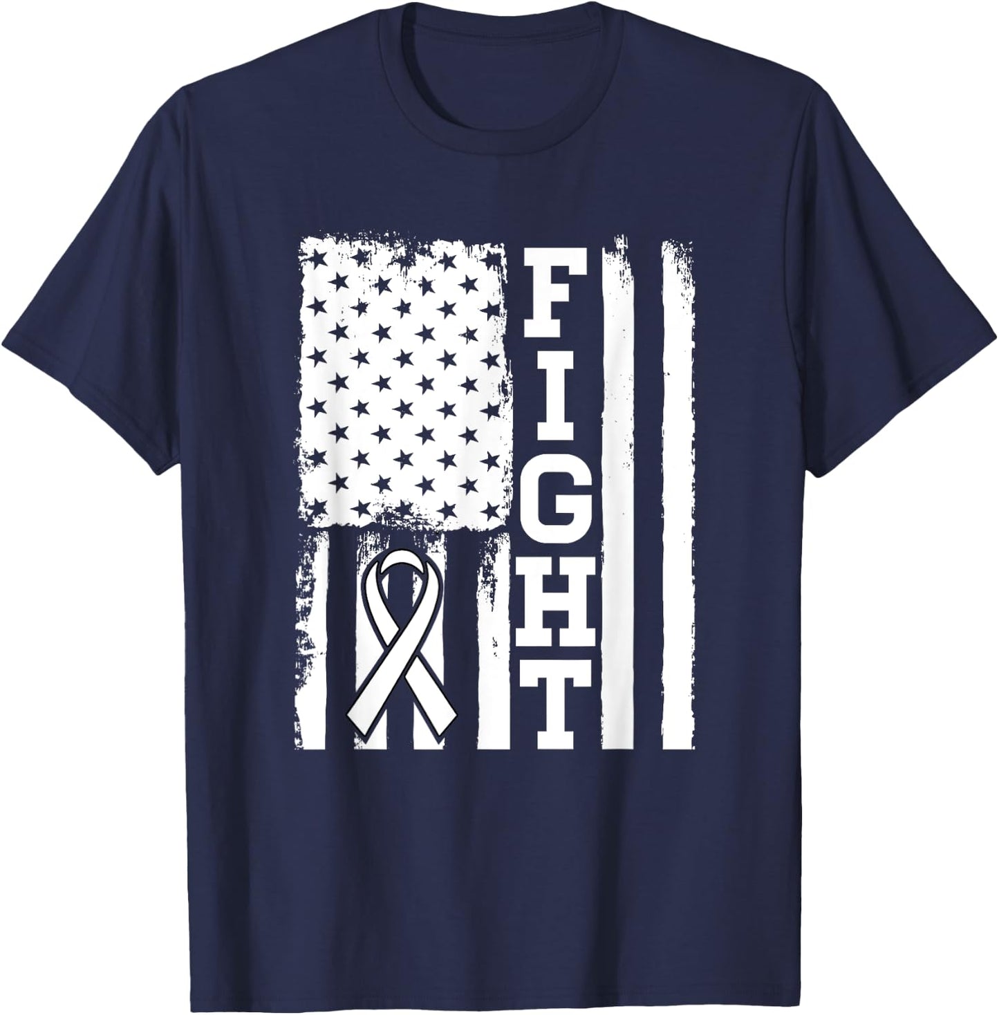 Fight Flag - Lung Cancer Shirt Gift Lung Cancer Fighter T-Shirt - T-Shirt | Navy
