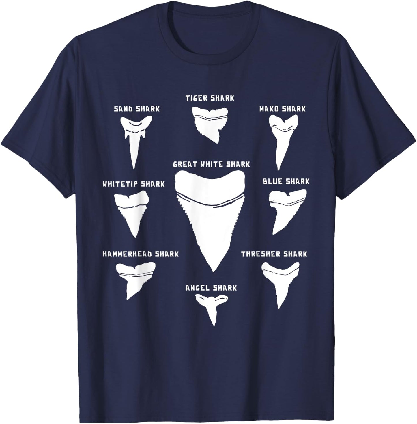 9 Types of Shark Teeth I Species Of Sharks Gift T-Shirt - T-Shirt | Navy