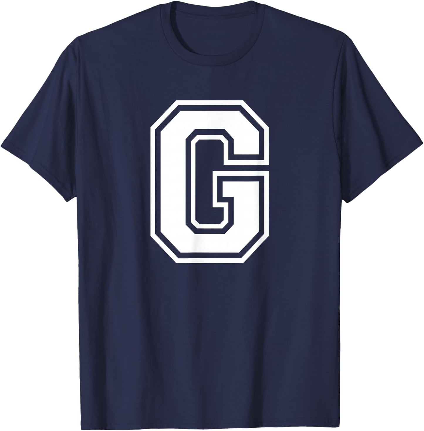 Letter G Name Initial Varsity Alphabet Monogram T-Shirt - T-Shirt | Navy