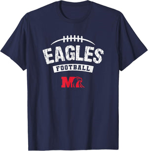 Milford Eagles Logo Football Distressed HS T-Shirt - T-Shirt | Navy