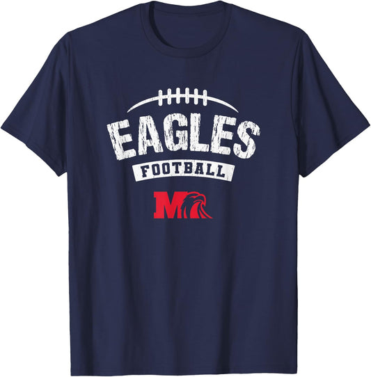 Milford Eagles Logo Football Distressed HS T-Shirt - T-Shirt | Navy