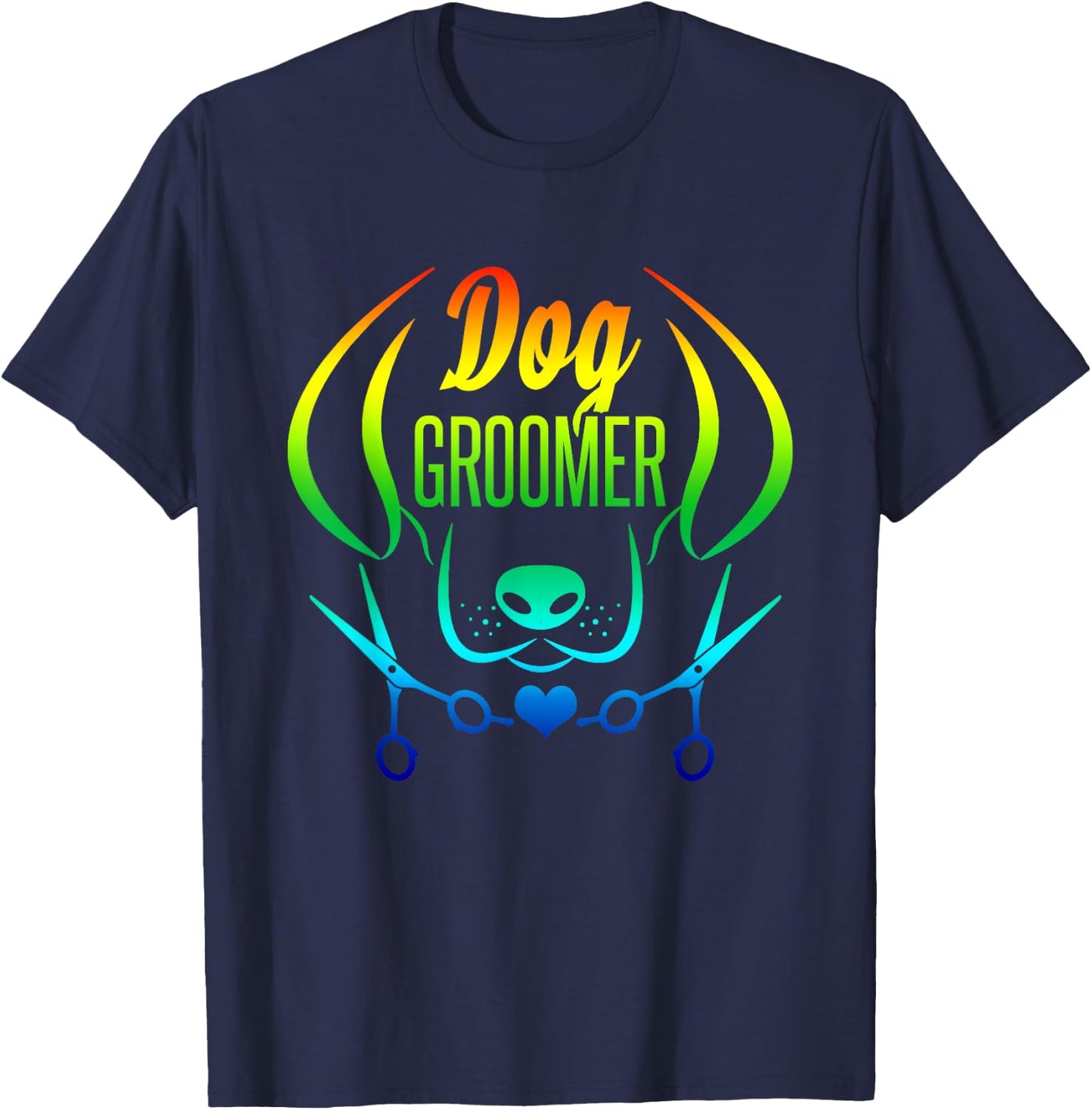 Cute Dog Groomer Rainbow Women Dog Grooming T-Shirt - T-Shirt | Navy