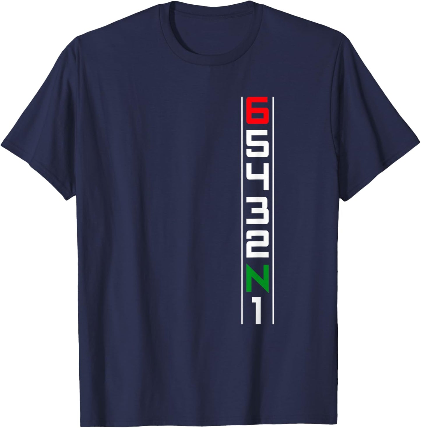Motorcycle Gear Shift Six Speed One Down Five Up T-Shirt - T-Shirt | Navy