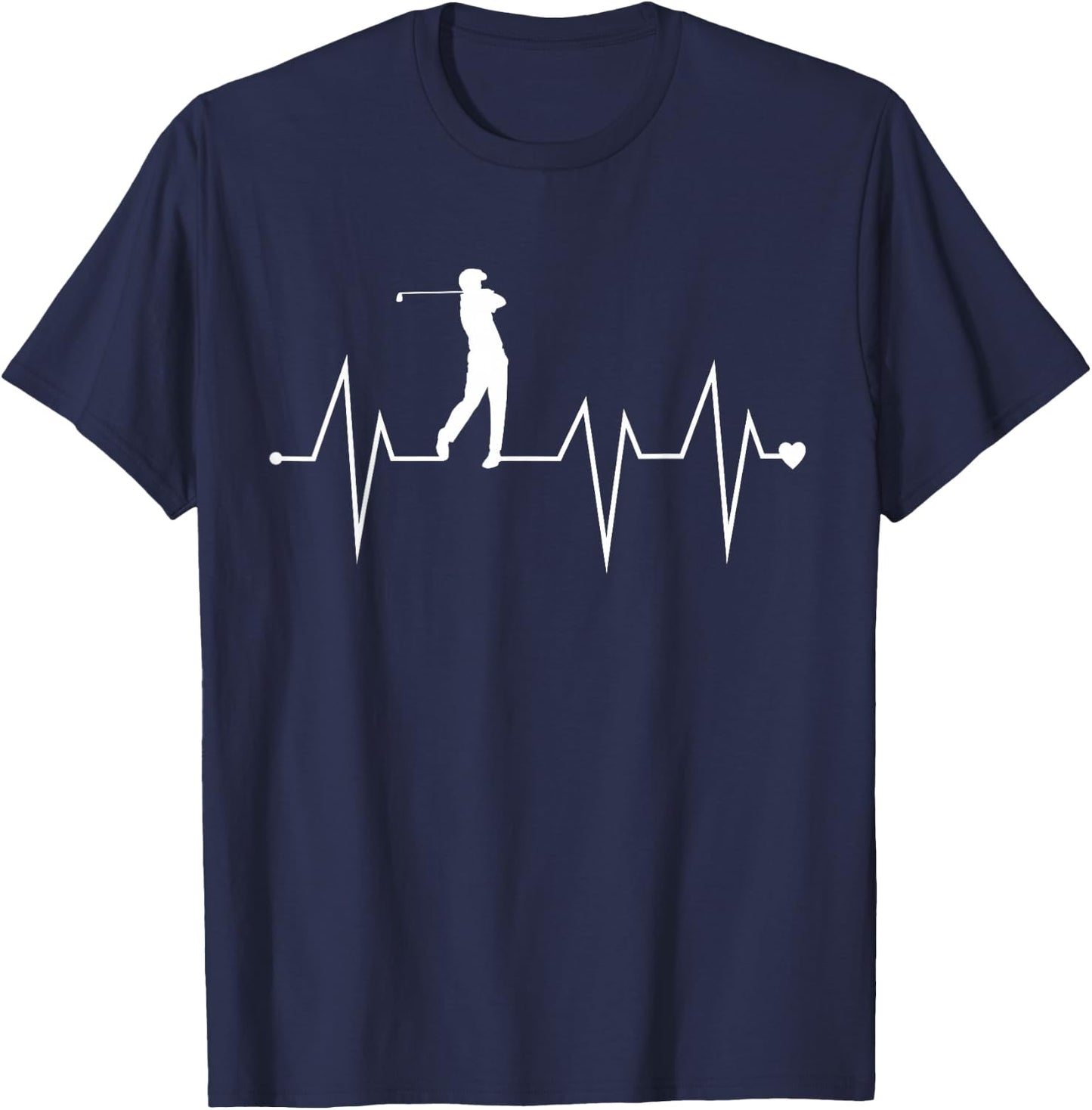 Funny Golf Player Golfer Heartbeat Heart Pulse Rate EKG T-Shirt - T-Shirt | Navy