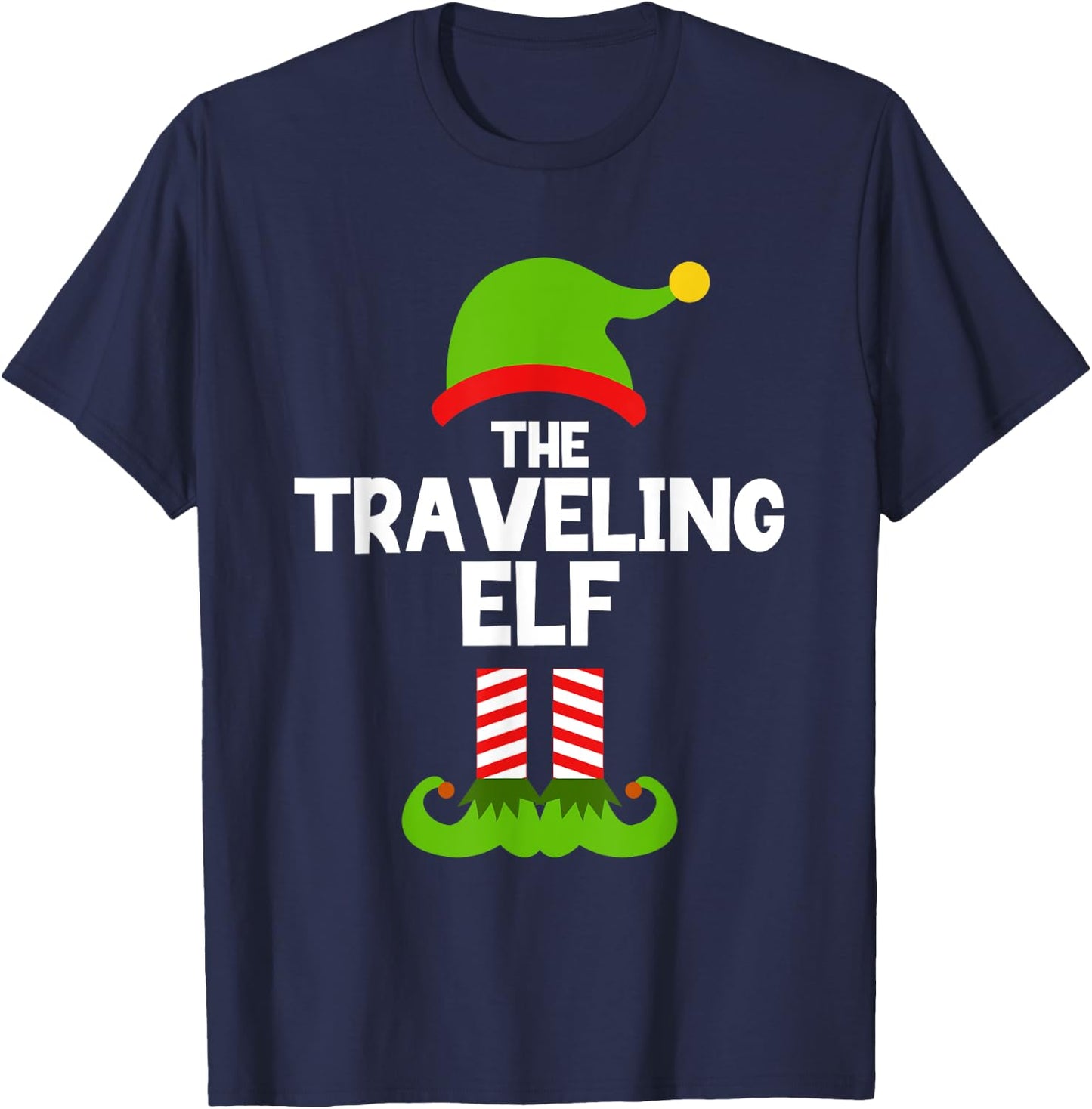 Funny The Traveling Elf Christmas Family Pajama Travel T-Shirt - T-Shirt | Navy