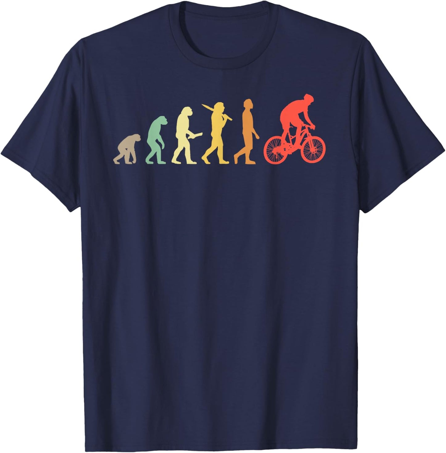 Retro Mountain Biking Evolution Gift Mountain Bikers T-Shirt - T-Shirt | Navy