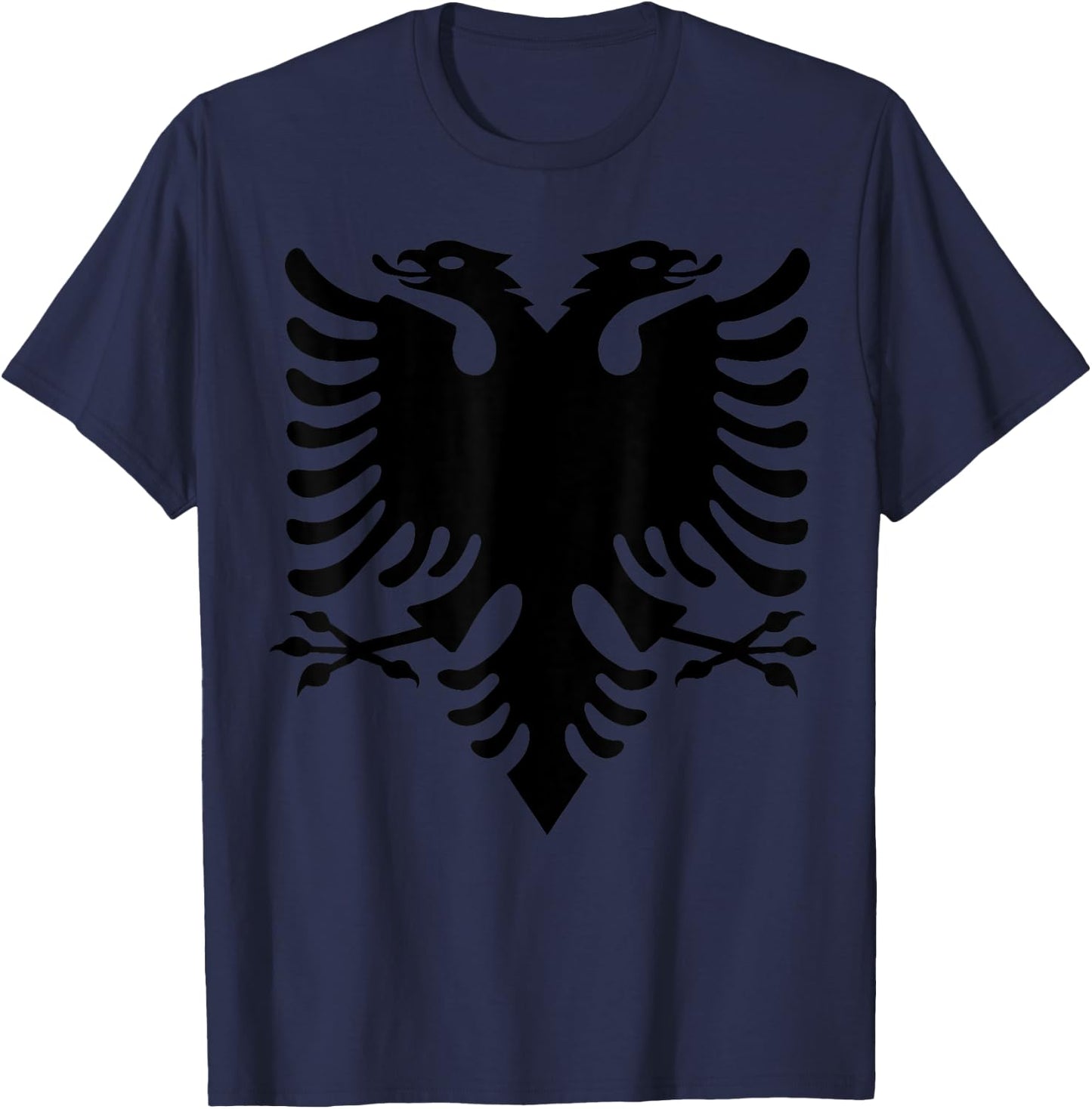 Albanian Flag Eagle Double Red Albania Shqipe Kosovo T-Shirt - T-Shirt | Navy